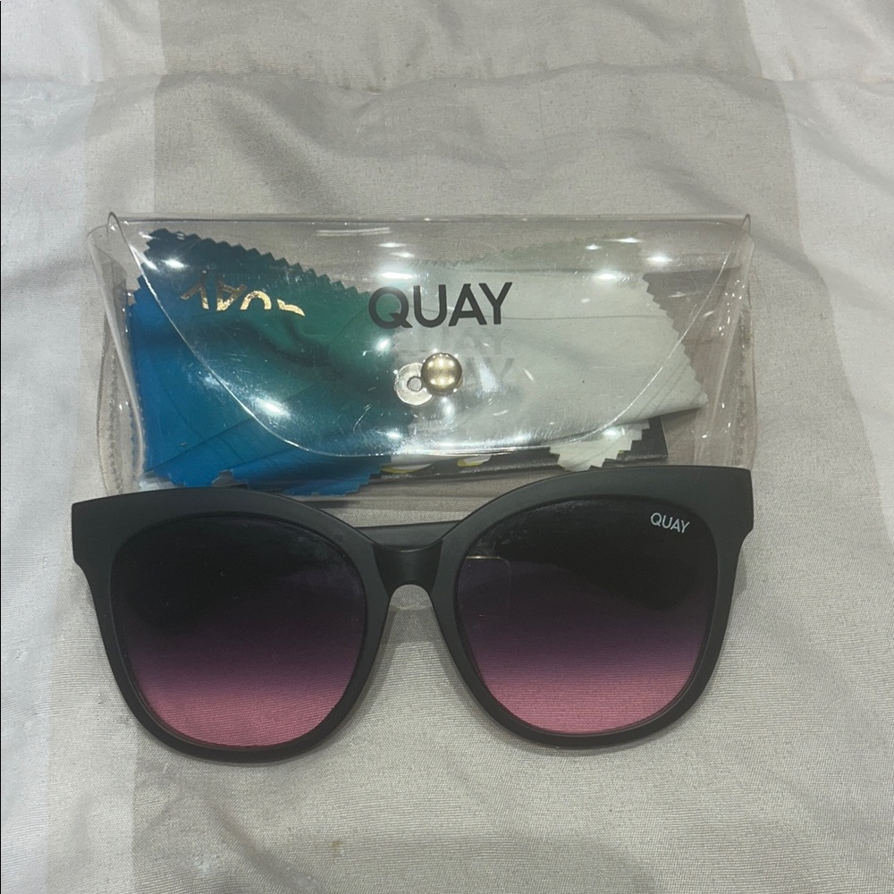 Quay Australia Matte Black Sunglasses with Purple Gradient Lenses